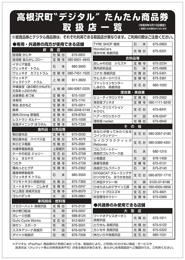 高根沢 高根沢町”たんたんプレミアム商品券(デジタル・PayPay)”