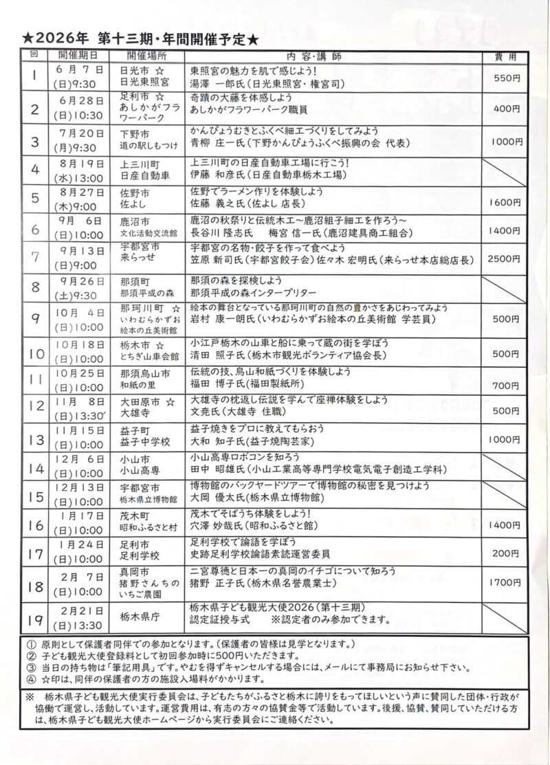 栃木県 子ども観光大使